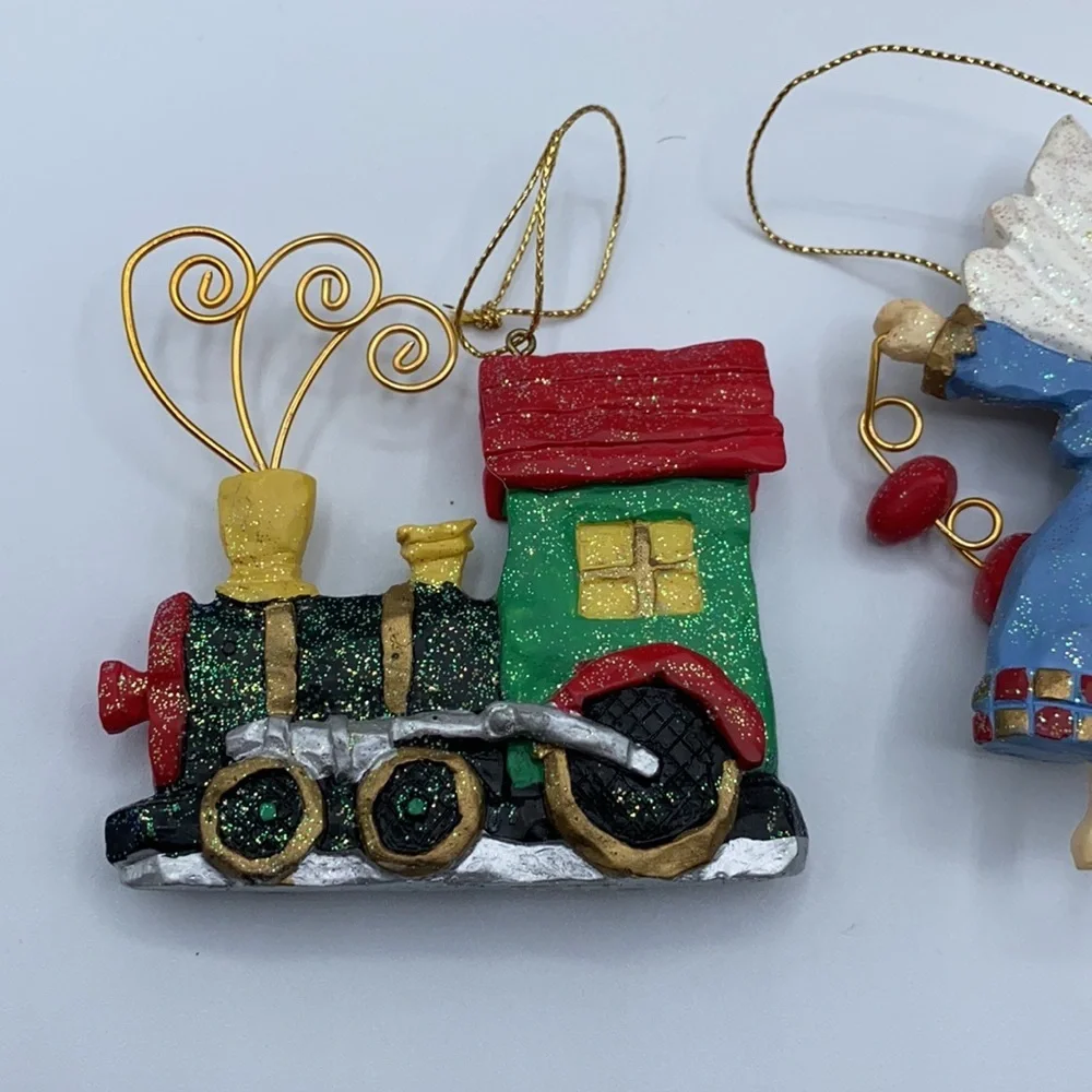 Avon 1998 Folkart Sparkle Ornament Set of 3 Christmas